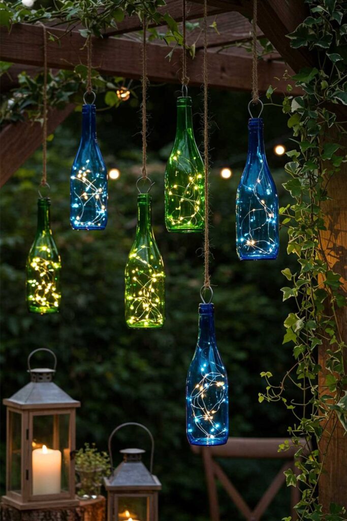 Hanging-Wine-Bottle-Lanterns-with-Fairy-Lights