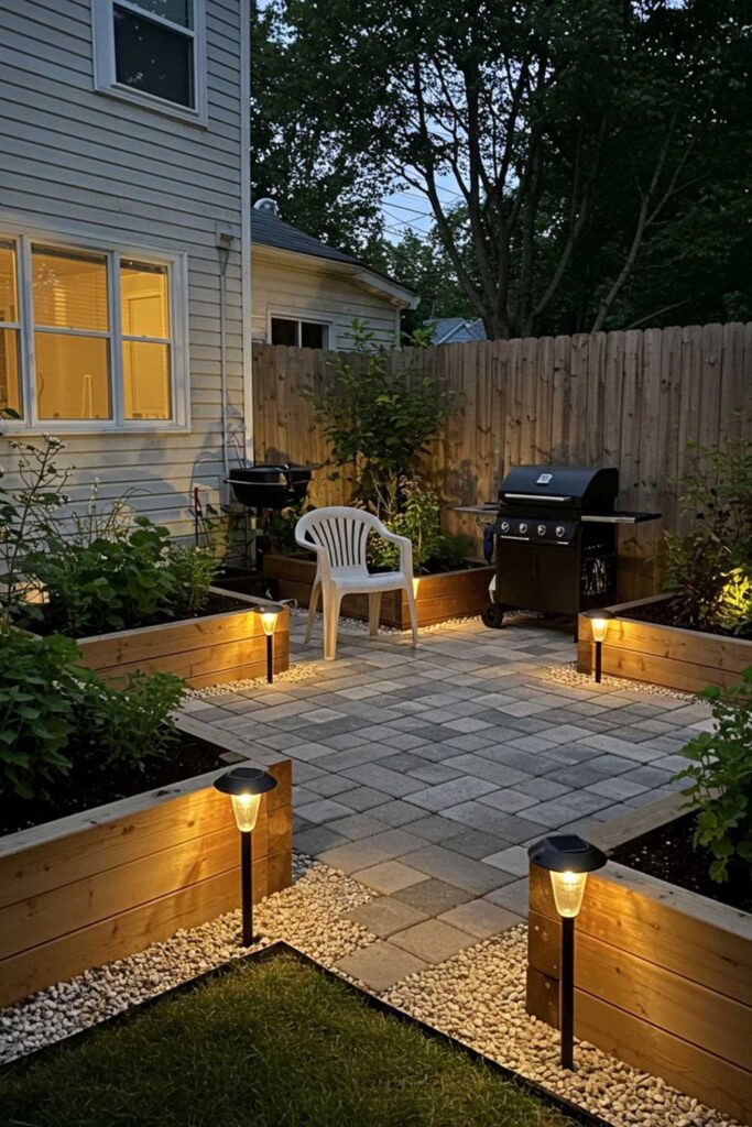 Mobile Home Gravel Walk with Solar Lights