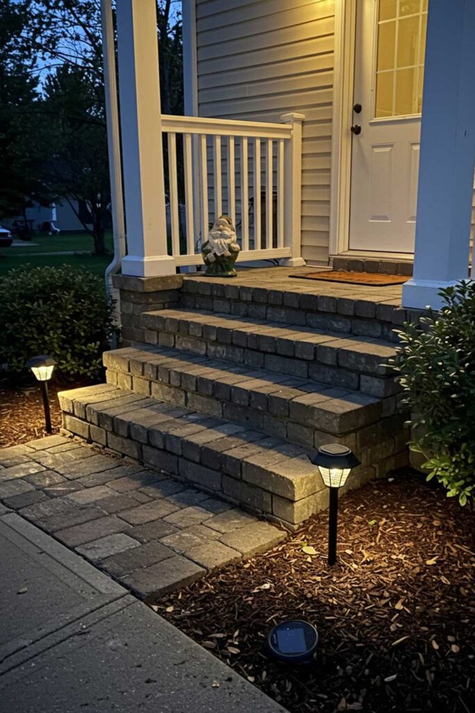 Small Porch Steps with Pathway Lights