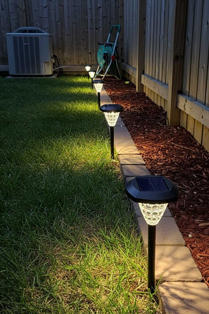 Solar Lights Along Fence Line